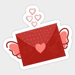 Cute Flying Love Letter with Hearts for Couples or Friends Sticker